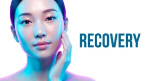 East Asian female model with healthy radiant skin looking serene